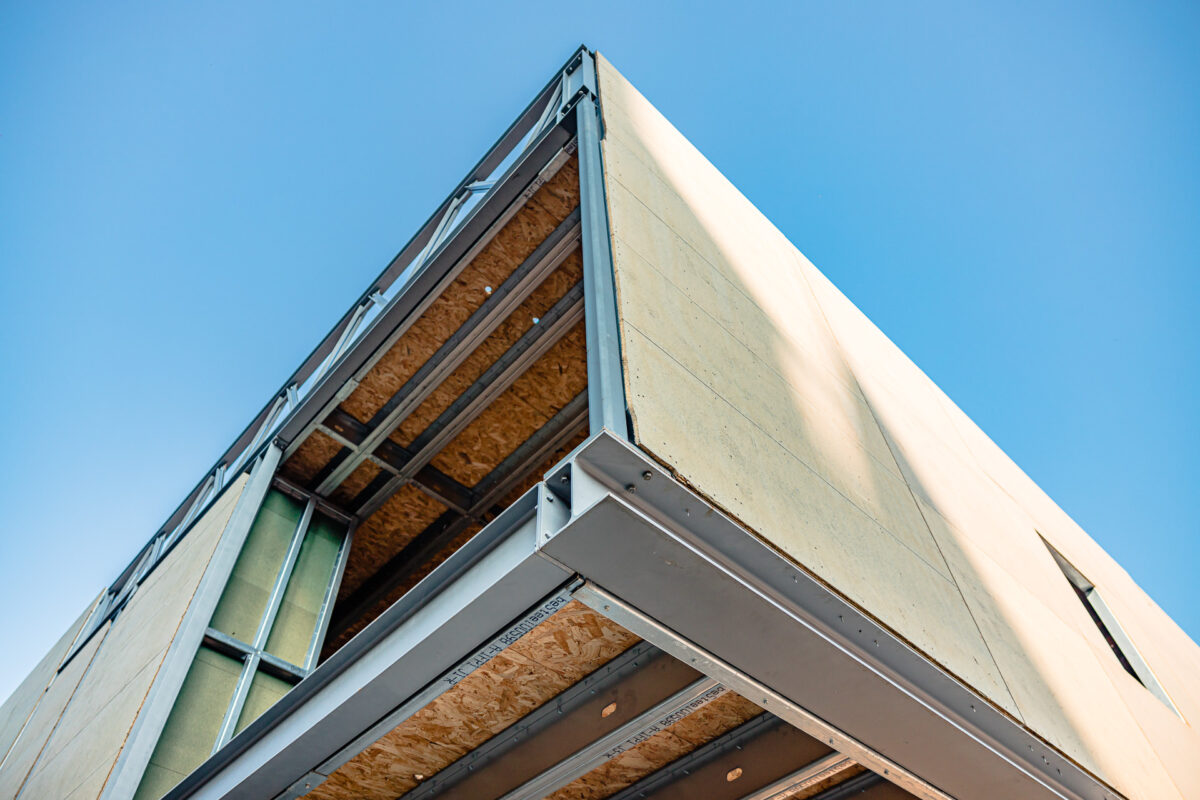 Beautiful light steel frame detail from a residential housing site built using steel frame structures from beSteel.